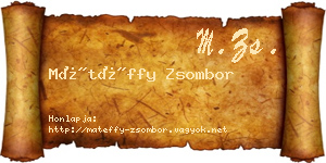 Mátéffy Zsombor névjegykártya