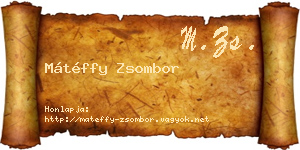 Mátéffy Zsombor névjegykártya